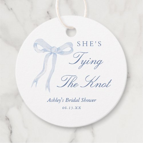 Blue Bow Shes Tying The Knot Bridal Shower Favor Tags
