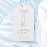 Blue Bow She's Tying The Knot Bridal Shower Gift Tags<br><div class="desc">Blue Bow She's Tying The Knot Bridal Shower Favor Tags</div>