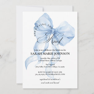 Blue Bow She's tying the knot Bridal Shower Invitation