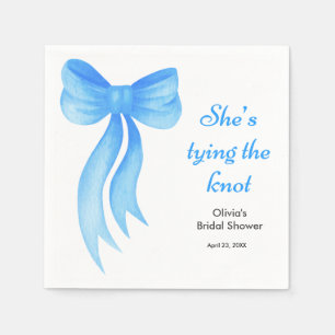Blue Bow She's Tying the Knot Bridal Shower Napkins