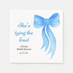 Blue Bow She's Tying the Knot Bridal Shower Napkins