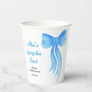 Blue Bow She's Tying the Knot Bridal Shower Paper Cups