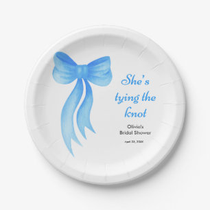 Blue Bow She's Tying the Knot Bridal Shower  Paper Plates