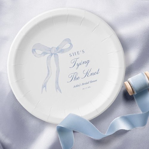 Blue Bow Shes Tying The Knot Bridal Shower Paper Plates