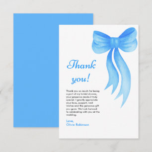 Blue Bow She's Tying the Knot Bridal Shower  Thank You Card