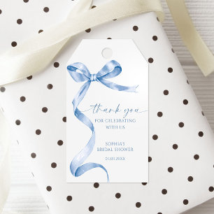Blue Bow Shower Favor Gift Tag