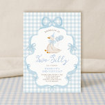 Blue Bow Silly Goose Balloon Kids 2nd Birthday Invitation<br><div class="desc">Celebrate your little one’s 2nd birthday with charm and giggles using our "Silly Goose” invitation! Featuring a whimsical watercolor goose in a party hat, delicate blue ribbons, and soft pastel gingham background, this invitation is perfect for a sweet and silly celebration. The elegant yet playful design is ideal for spring...</div>