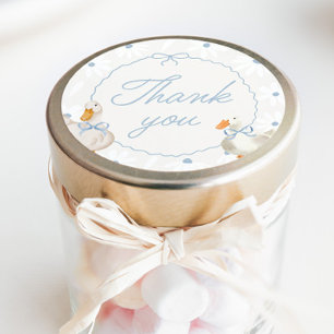 Blue Bow Silly Goose Coquette Birthday Classic Rou Round Sticker