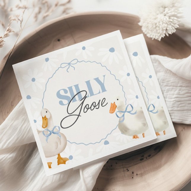 Blue Bow Silly Goose Coquette Birthday Napkins (Creator Uploaded)