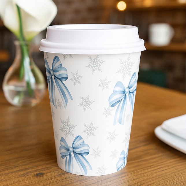 Blue Bow Silver Snowflake Winter Holiday Paper Cups (Blue Bow Silver Snowflake Winter Holiday Paper Cups
)