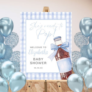 Blue Bow Soda Bottle Baby Shower Welcome Sign