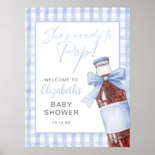 Blue Bow Soda Bottle Baby Shower Welcome Sign