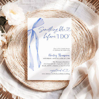 Blue Bow Something Blue Before I DO Bridal Shower Invitation