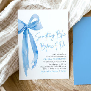 Blue Bow Something Blue Before I Do Bridal Shower Invitation