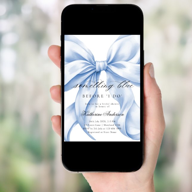 Blue Bow Something Blue Before I do Bridal Shower Invitation (Front Digital)