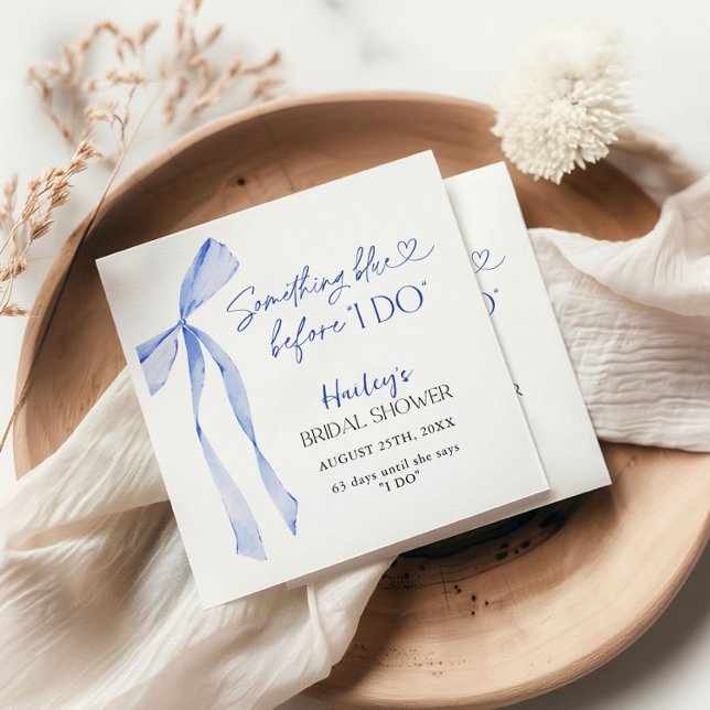 Blue Bow Something Blue Before I DO Bridal Shower Napkins (Creator Uploaded)