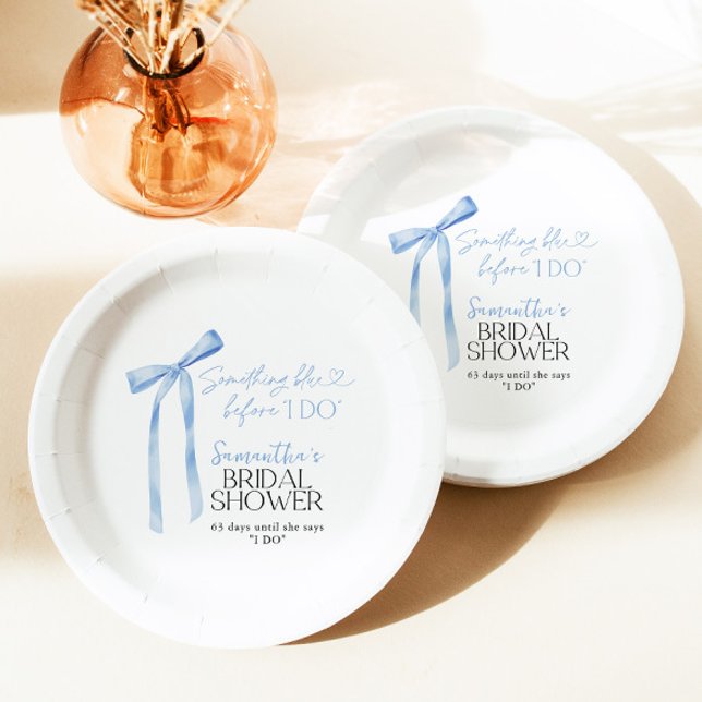 Blue Bow Something Blue Before I DO Bridal Shower Paper Plates (Creator Uploaded)