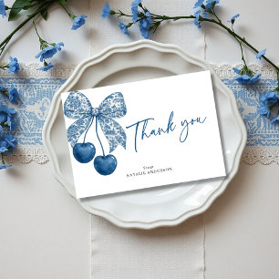 Blue Bow Something Blue Theme Bridal Shower Thank You Card
