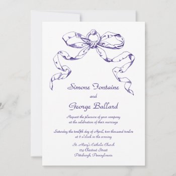 Blue Bow Swag Wedding Invitation by OddballAffairs at Zazzle