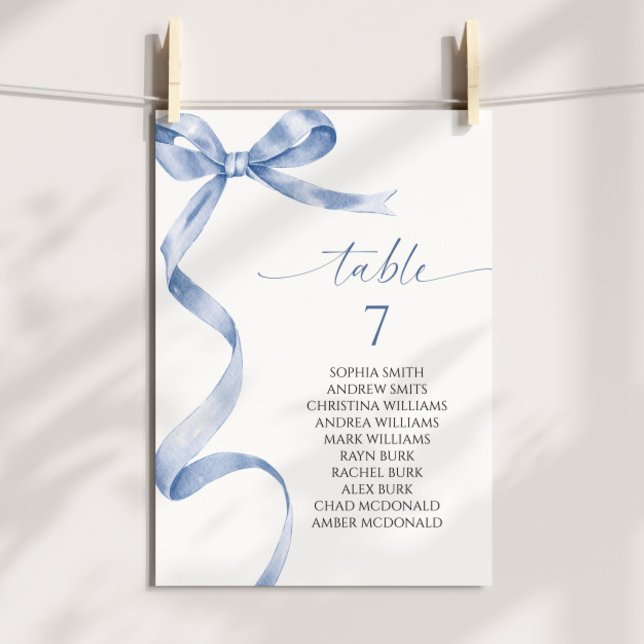 Blue Bow Table Number Seating Chart (Creator Uploaded)