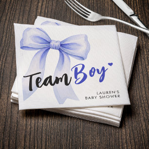 Blue Bow Team Boy Ribbon Cute Baby Shower Napkins
