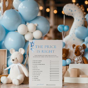 Blue Bow The Price is Right Baby Shower Game Card