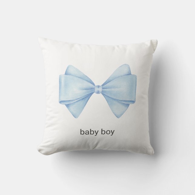 Blue Bow Throw Pillow (Front)