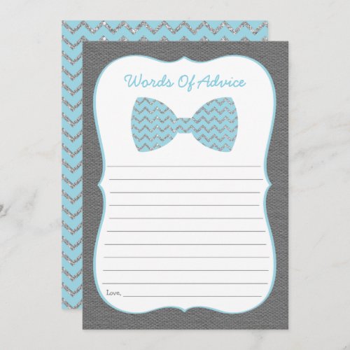 Blue Bow Tie Baby Shower Advice Invitation