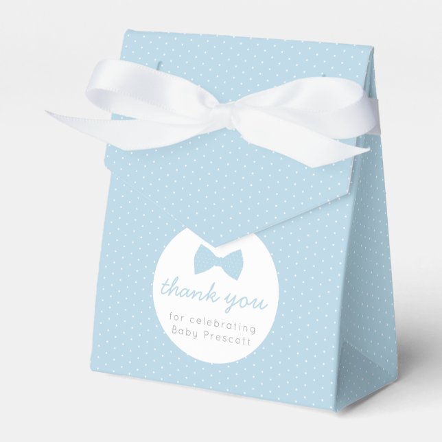 Blue bow tie baby shower favor boxes (Front Side)