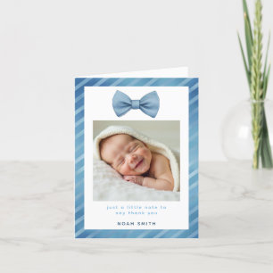 Blue Bow Tie Baby Shower Thank You Photo Card