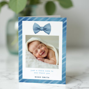 Blue Bow Tie Baby Shower Thank You Photo Card
