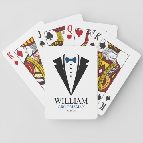 Blue Bow Tie Groomsman Tuxedo Poker Cards