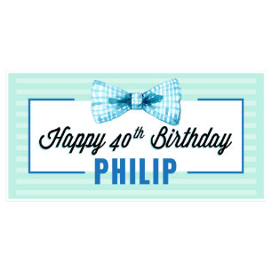 Blue Bow Tie Large Birthday Party Banner