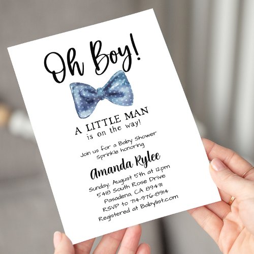 Blue Bow Tie Little Man Is On The Way Invitation