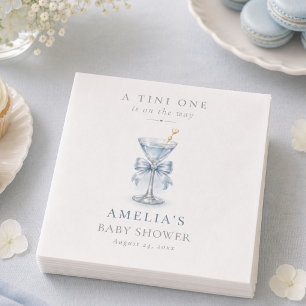 Blue Bow Tini One Elegant Martini Boy Baby Shower Napkins