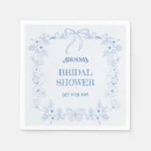 Blue Bow Toile Floral Bridal Shower