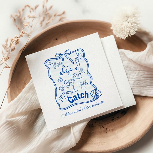 Blue Bow Tropical Bachelorette Celebration Napkins (Creator Uploaded)