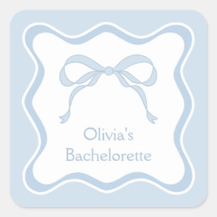 Blue Bow Tying the Knot Bachelorette Party Square Sticker