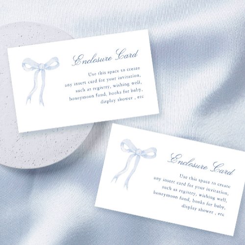 Blue Bow Tying The Knot Bridal Shower Custom Enclosure Card