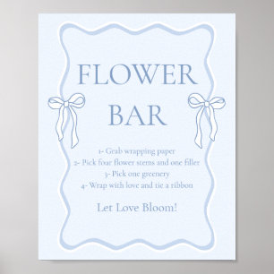 Blue Bow Tying the Knot Bridal Shower Flower Bar Poster