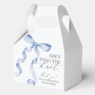 Blue Bow Tying the Knot Bridal Shower Gift Favor Boxes