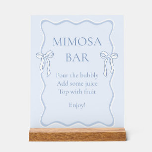 Blue Bow Tying the Knot Bridal Shower Mimosa Bar Acrylic Sign
