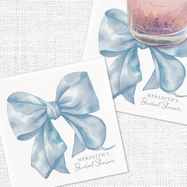 Blue Bow Tying The Knot Bridal Shower Napkins (Blue Bow Tying The Knot Bridal Shower Napkins)