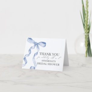 Blue Bow Tying the Knot Bridal Shower Thank You Card