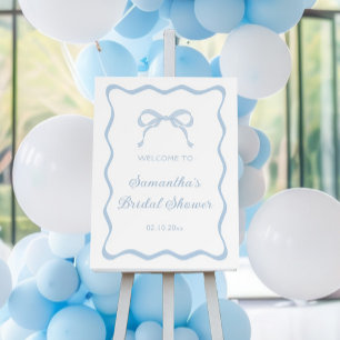 Blue Bow Tying the Knot Bridal Shower Welcome  Foam Board