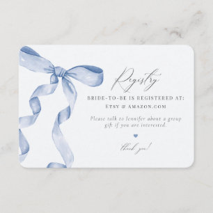 Blue Bow Tying the Knot Registry invitation insert