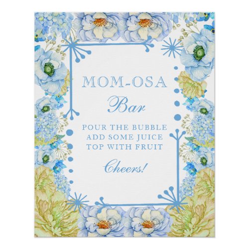 Blue Bow Vintage Baby Shower Mom_osa Bar Poster