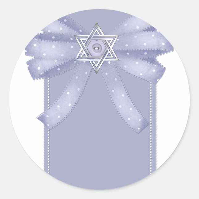 Blue Bow w/Star of David Hanukkah Stickers (Front)