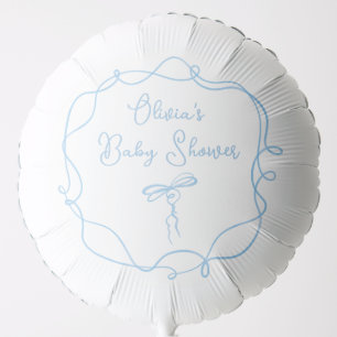 Blue bow wavy frame modern boy baby shower balloon