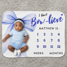 Blue Bow Week Month Milestone Tracker Cute Boys